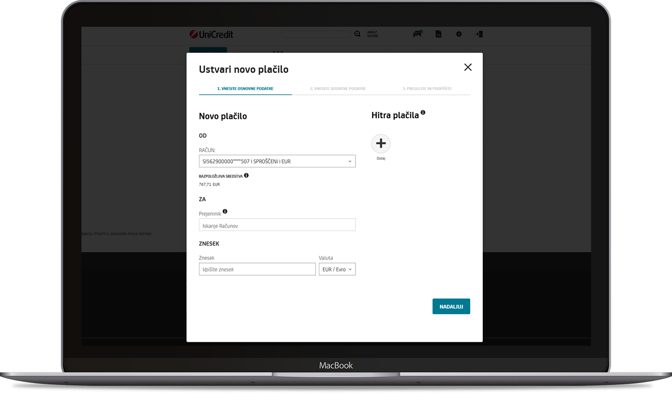 Vizualni prikaz mobilne banke